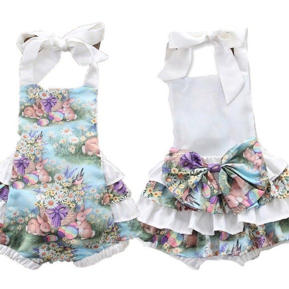 Easter Bunny Romper, Spring Romper, Rabbit Romper, My First Easter, Easter Photo - Picture 2 of 3